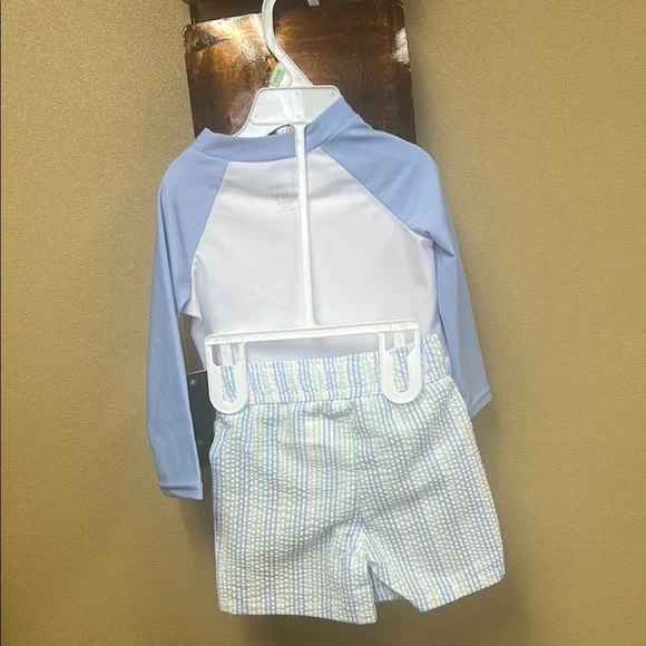 Crown & Ivy Blue and White Rashguard Swimwear - Picture 2 of 3